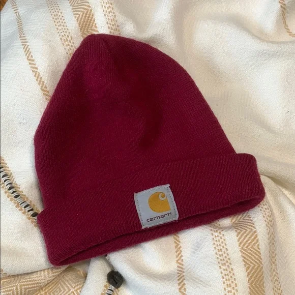 Carhartt Acrylic Knit Cuffed Pink Beanie Cap Hat One Size - Picture 1 of 6